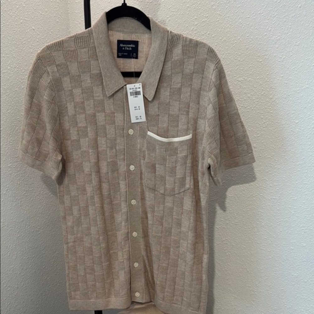 Men's Beige Short Sleeve Shirt